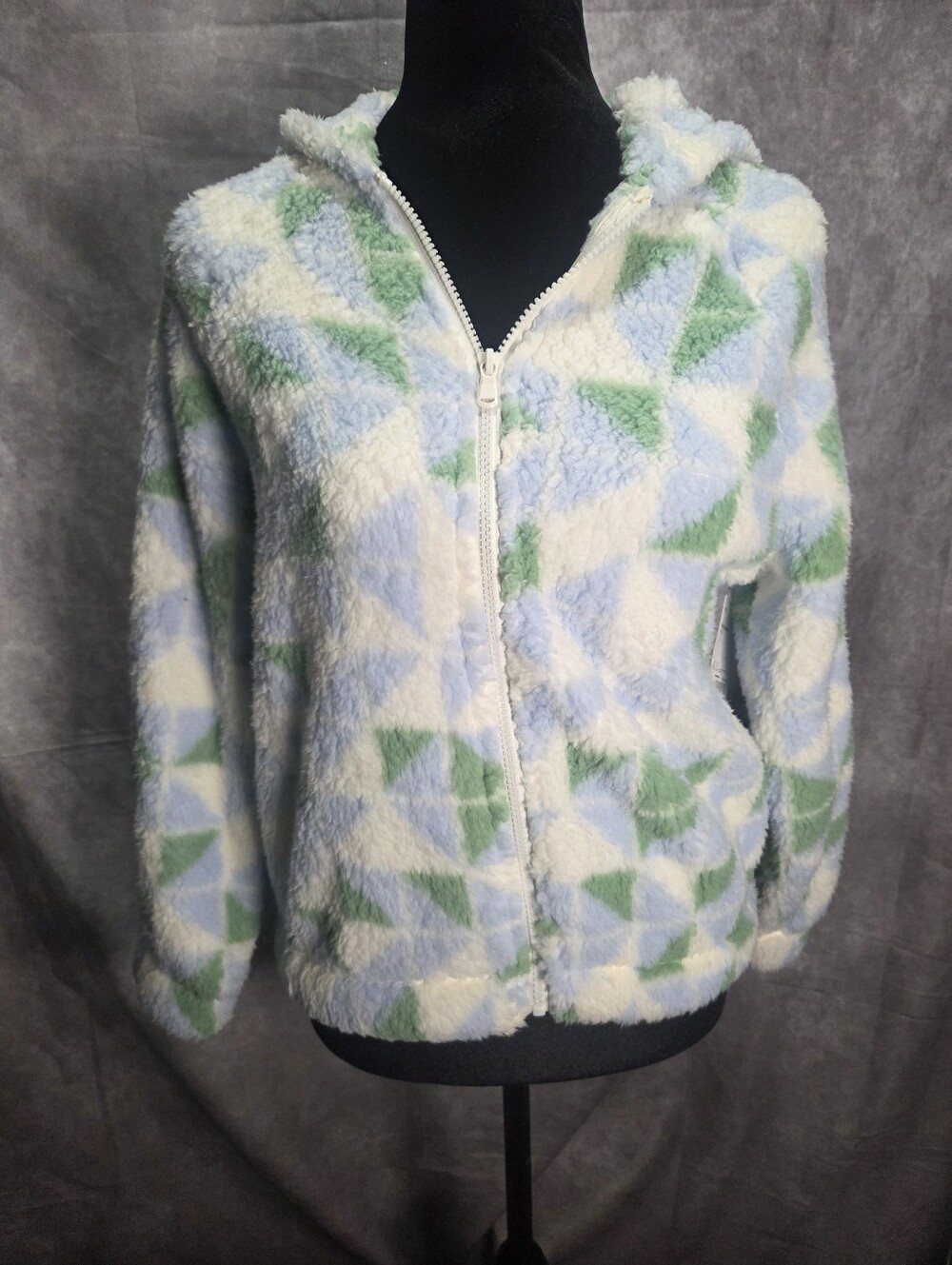 tek gear Cream, Light Blue & Green Sherpa Zip Hoodie